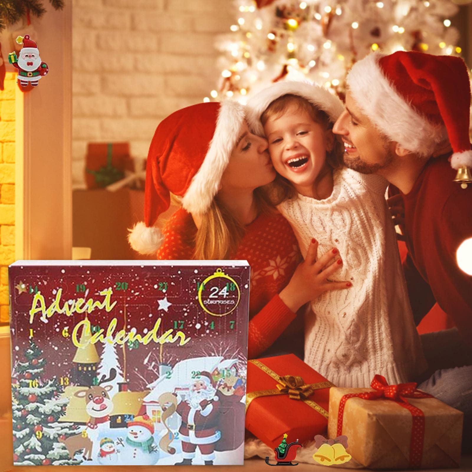 Advent Calendar 2022 Kids Mini Christmas Hanging Ornaments Kit 24 Days Countdown Calendar Plush Toys Box DIY Christmas Tree Decoration Xmas Fillers Party Favor Birthdays Surprise Gifts for Toddlers Kids Girls Boys