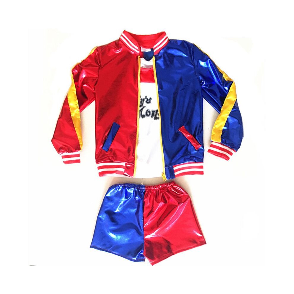 (S) Harley Costumes Cosplay Suicide Quinzel Kids Girls Quinn Squad T Shirt Joker Jacket Halloween Costume