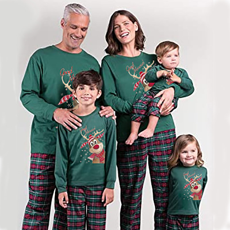 (9M Baby) Christmas Pyjamas Family Matching Kids Xmas Party Pjs Set Nightwear Gifts Suit Green