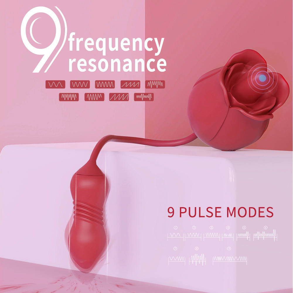 (Red) Rose Vibrators Sex Toys for Women Bullet Vibrator Dildo Adult Toys for Couples Tongue Licking Thrusting 3 in 1 Clitoral Nipple and G Spot Pulse Stimulating Waterproof Rechargeable