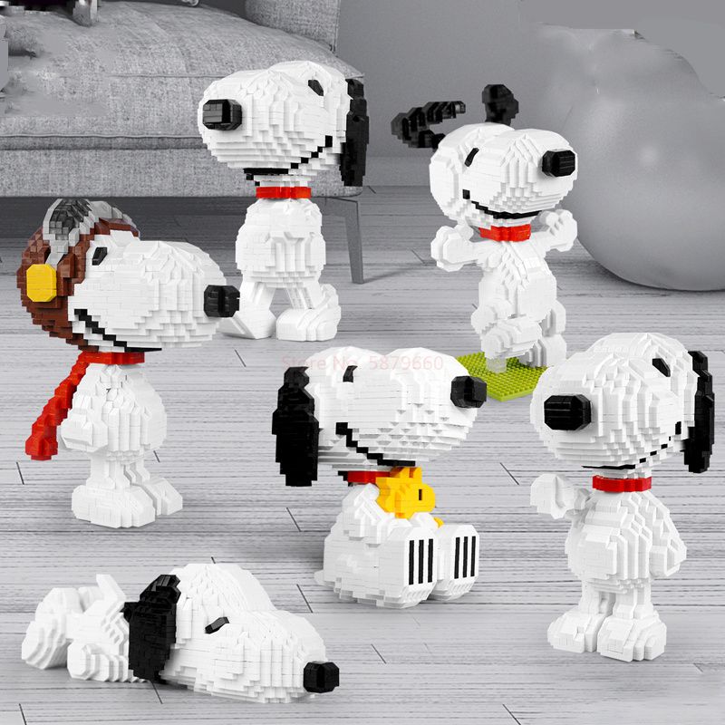 (Snoopy A) Creative Snoopy Anime Action Figures Building Blocks Micro Bricks Diy Assemble Toys For Children Gifts