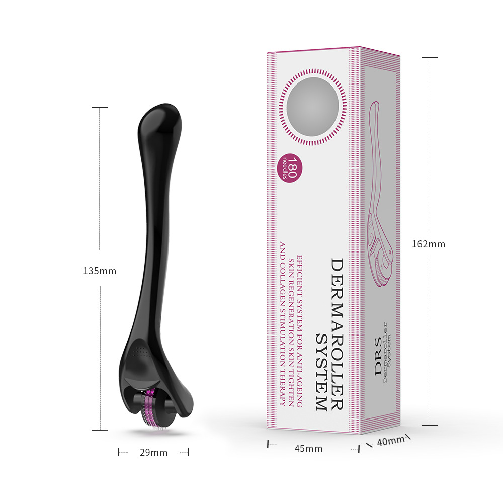 (0.2mm) Derma Microneedle Roller 180 Titanium Micro Needles Rollers Mesotherapy Microagulhamento Therapy Skin Care Tool for Face and Body Remove Light Wrinkles Eye Pouches Black Heads Light Pigmentations
