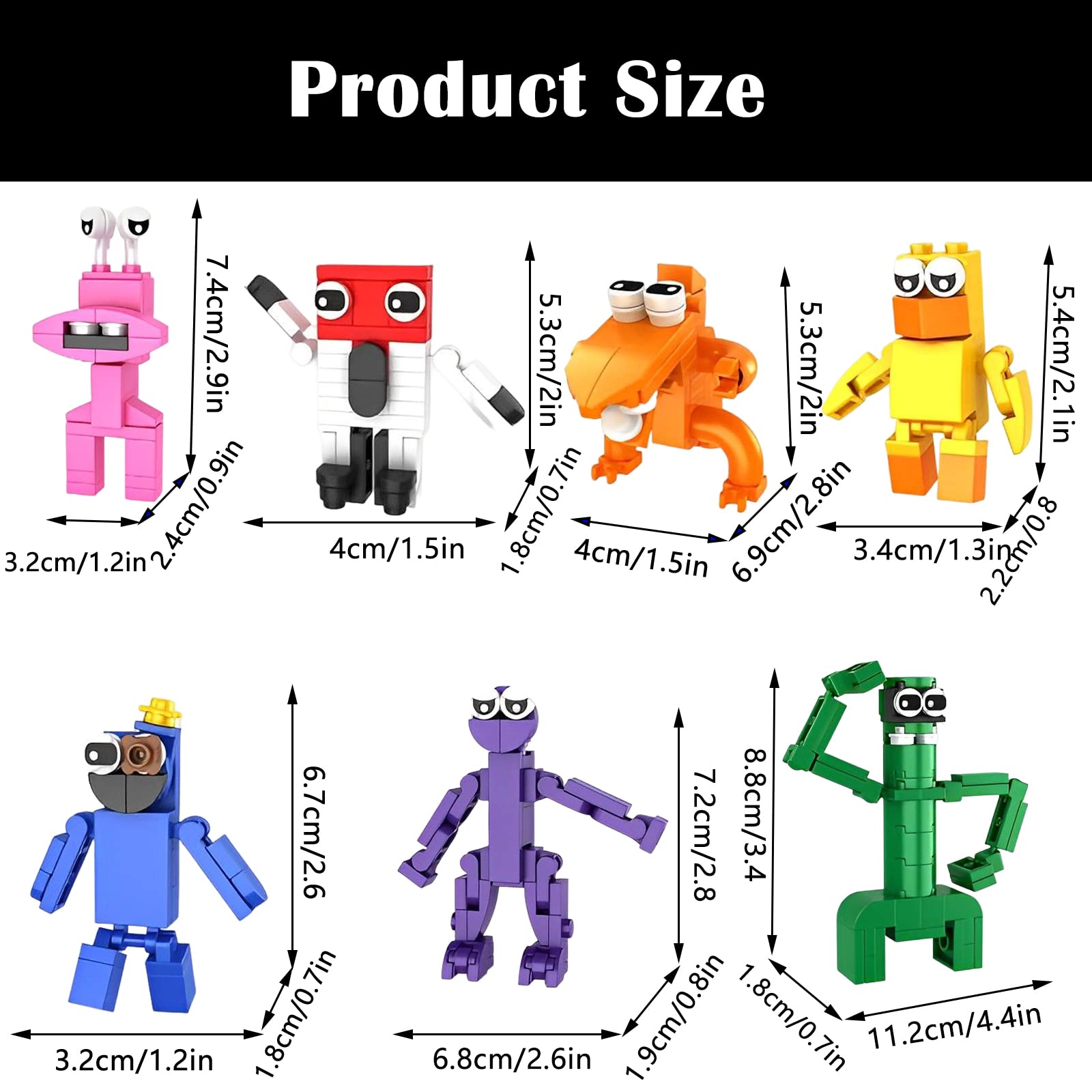 Building Blocks Toy Rainbow Friends Mini Figures 7pcs Action Figures Detachable Puzzle Toy Cartoon Characters Statue Model Figure Ornaments Fans Kids Gifts