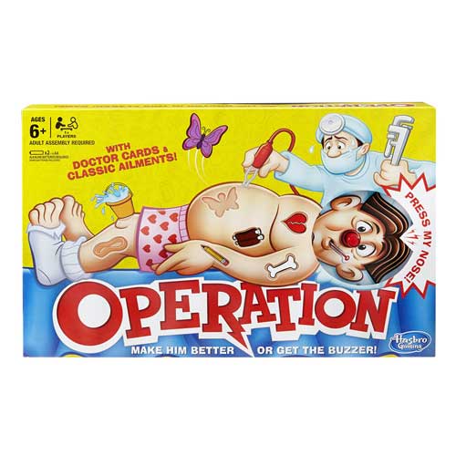 Classic Operation Game, Electronic Board Game with Cards, Indoor Game for Kids Ages 6 and Up