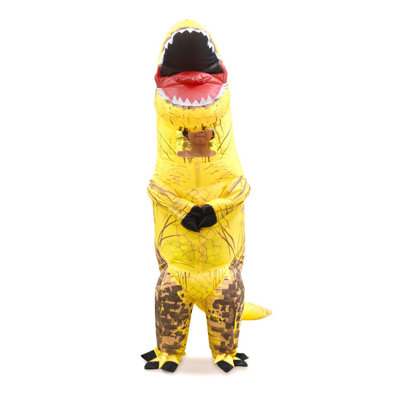 (Yellow) Inflatable Dinosaur Costume Cosplay Outfit Children Halloween Fancy Dress