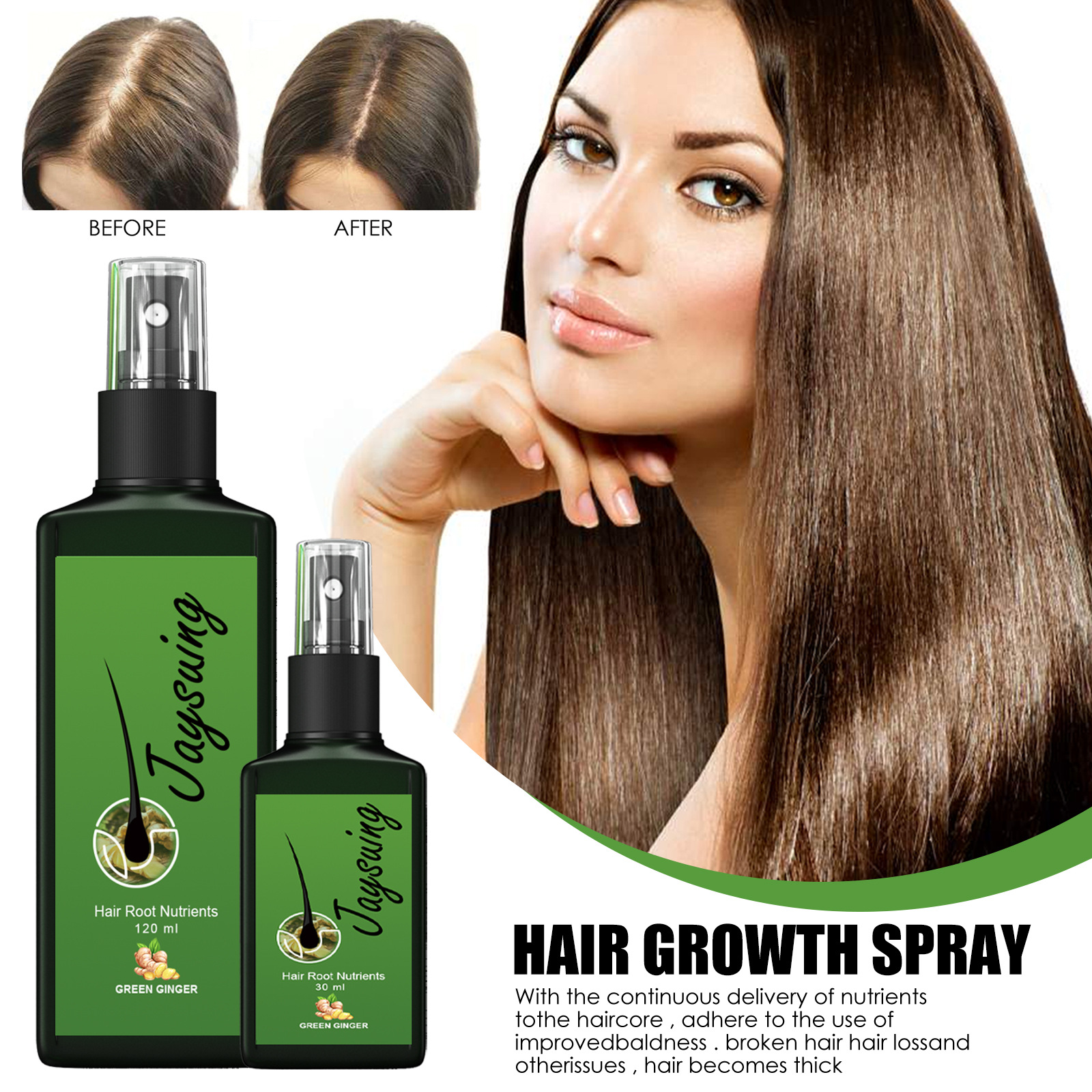 (30ml) Hair Growth Serum Hair Lotion Ginger Serum Hair Spray Anti Loss Promotes Thicker Natural Nourishing Hair Care for Men Women