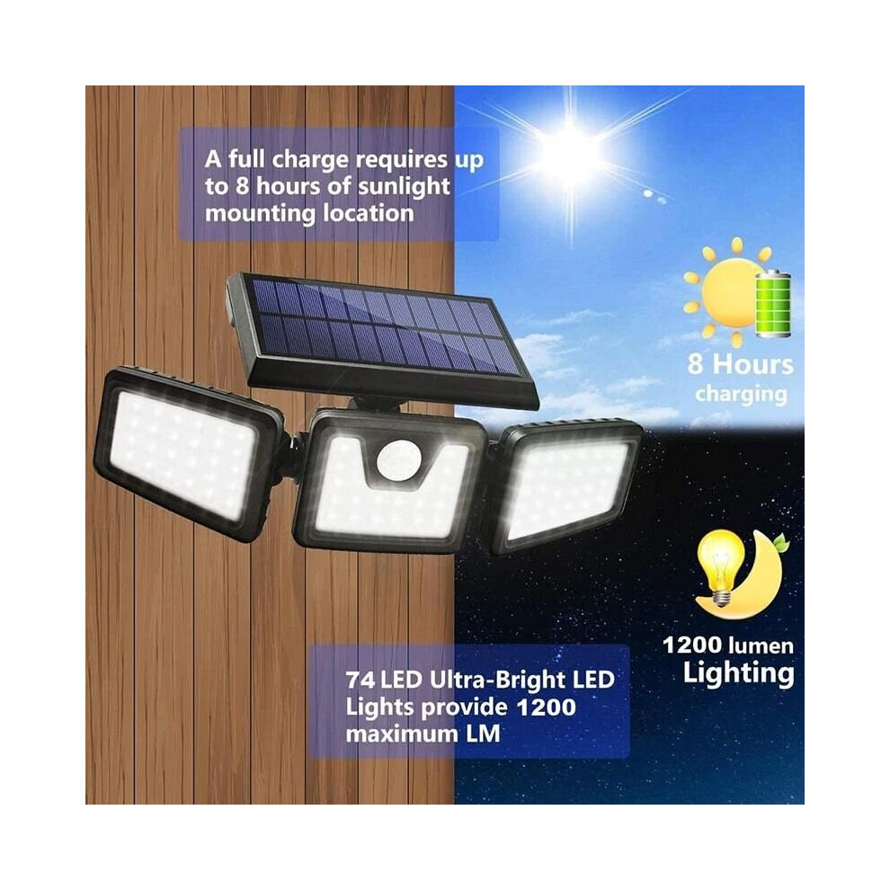 74 LED Solar Powered Outdoor Sensor Light Decking Patio Pathway Lighting