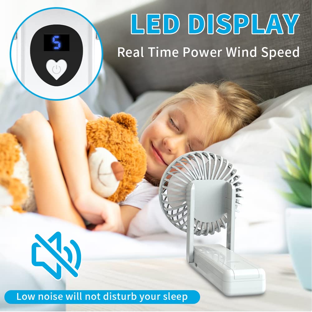 USB Rechargeable Battery Personal Silent Powerful Pocket Handheld Fan with Digital Display
