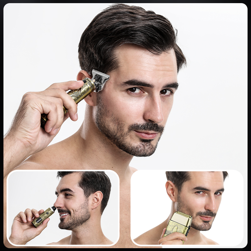 (Bronze) Hair Trimmer Professional Hair Clippers for Men Nose Beard Trimmer Shaver Cordless Barber Clippers Electric Razor Foil Shavers Men Haircut Grooming Kit