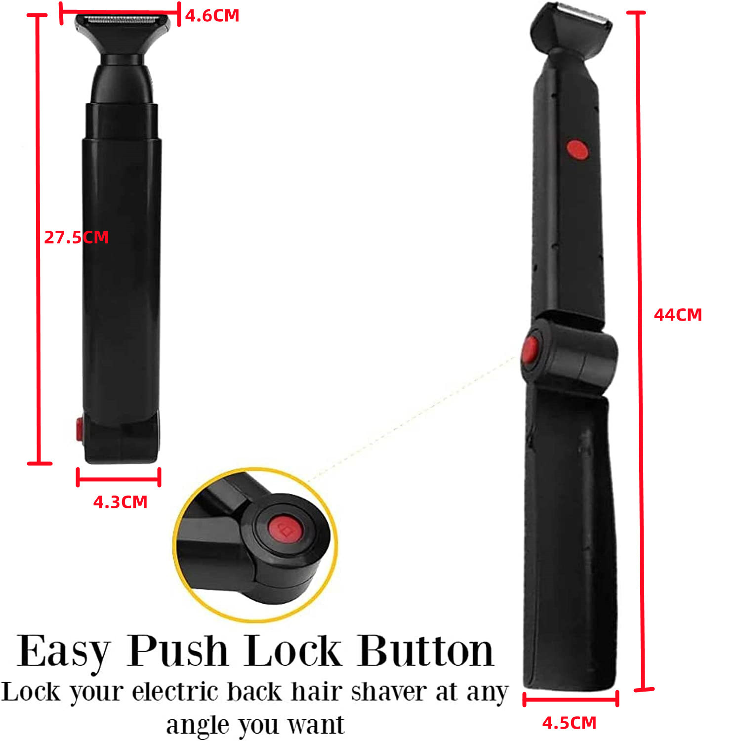 USB Charging Man Back Razor Shaver Full Body Leg Hair Removal Trimmer Long Handle Double-Head Electric Shaver