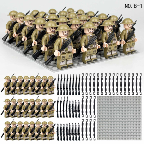 24pcs British German Soviet Army Square Army Military Building Block Set with
