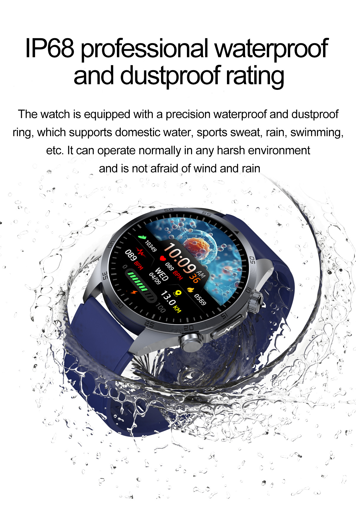 (Black Silicone	) Smart Watch Pulse Therapy Massage CES Sleep Aid ECG Blood Pressure Health Monitoring Bluetooth Call Outdoor Sport Fitness Tracker Men Women Smartwatch