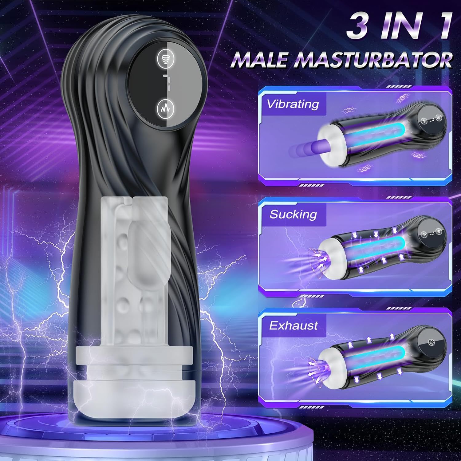Male Masturbator Sex Toys for Men Automatic Male Masturbator Cup Sucking Vibrating Modes Exhaust Realistic Textured Blowjob Toy Adult Toys Mens Vibrator