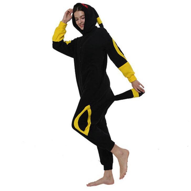 (S (150~160cm)) Adult Onesie Pajama Umbreon Costumes Family Party Jumpsuit Pyjamas For Halloween Christmas Whole Full Body Pijama Men Anime