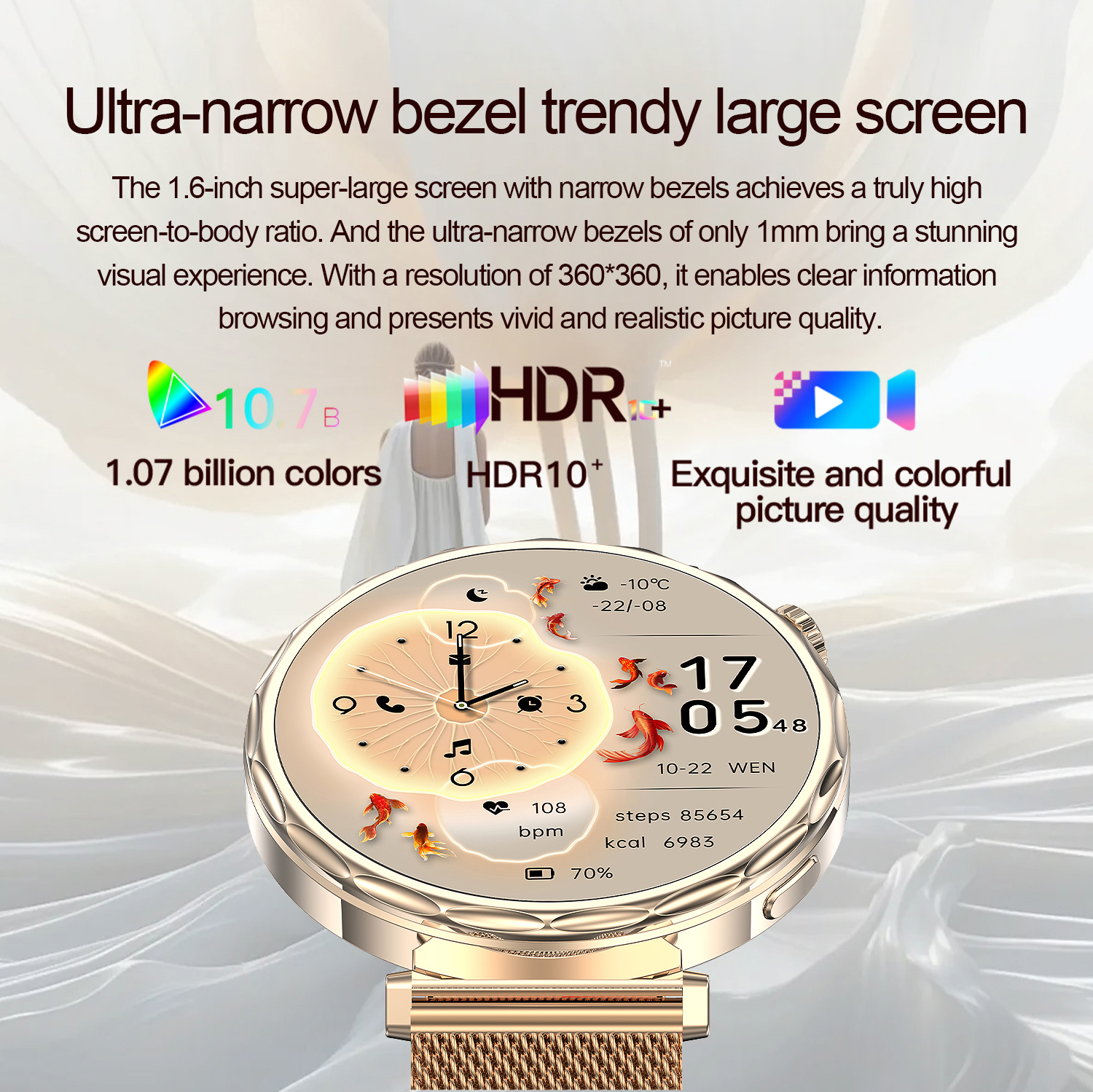 (Silver) Lady Smart Watch Sports Fitness Tracker Health Monitoring Fashion