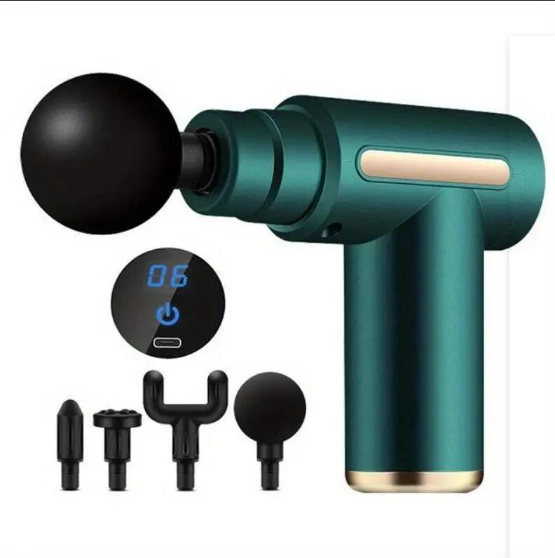 (Grey) Mini Muscle Massage Gun Protable Body Massager Deep Handheld Percussion Massager For Body Back And Neck Leg