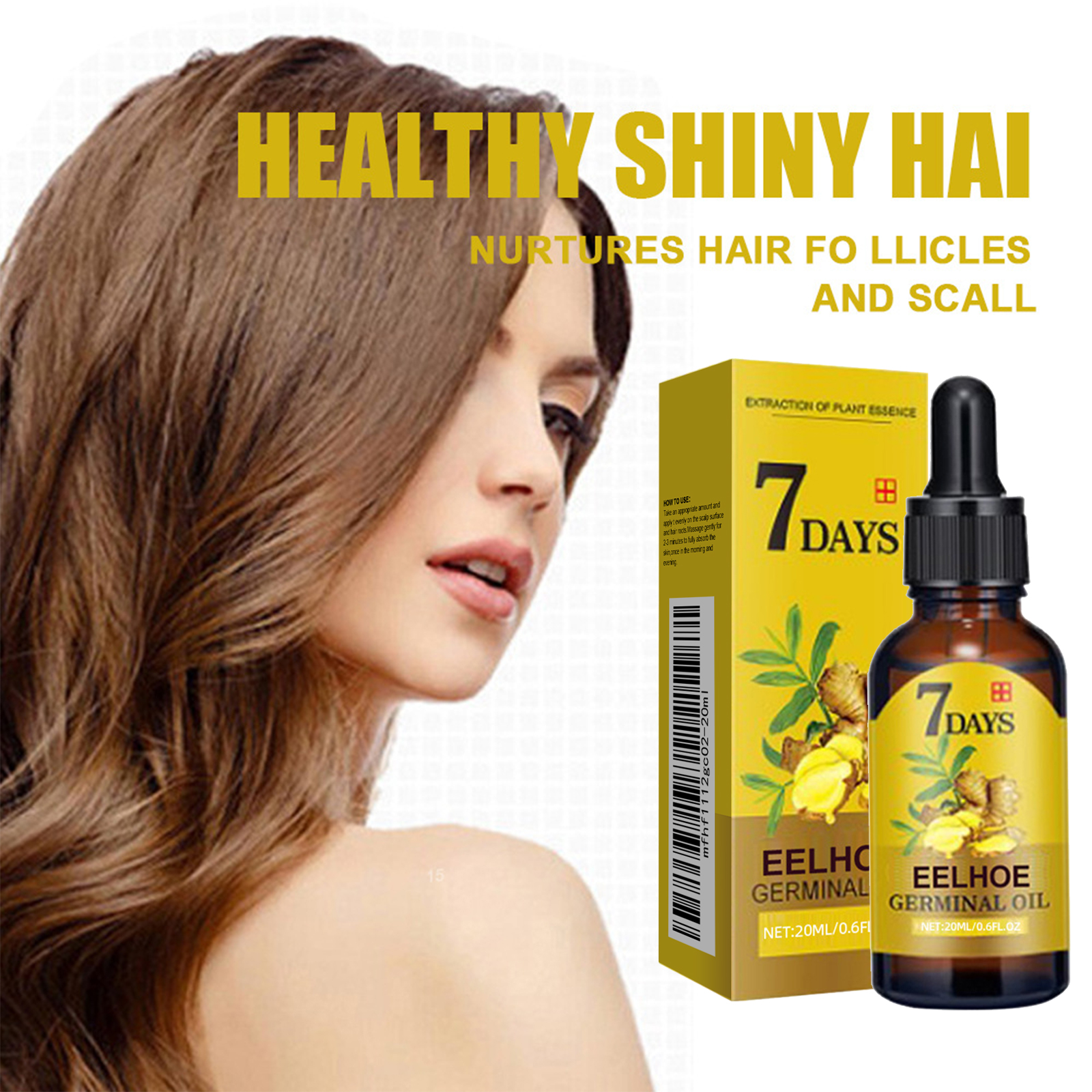7 Days Fast Ginger Hair Growth Serum Anti-loss Hair Regrowth Products Repair Nourish Damaged Hairs Scalp Care Oil For Women Men ﻿