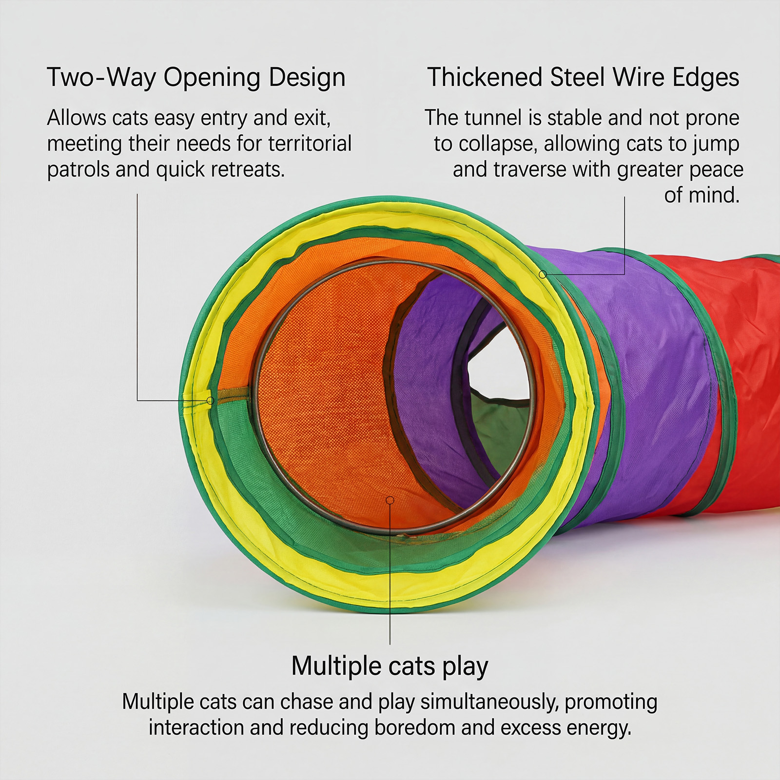 (L) Cat Tunnel Pet Tube Collapsible Play Toy Indoor Outdoor Kitty Puppy Toys for Puzzle Exercising Training ﻿