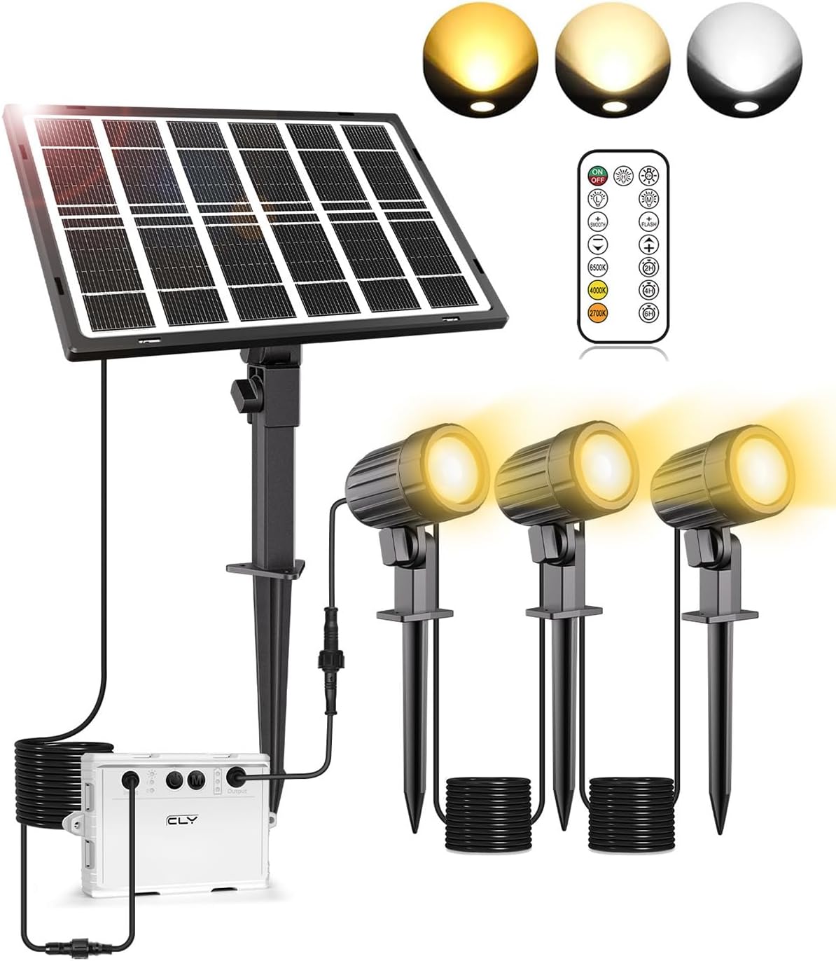 (3 in 1) Solar Spotlights Outdoor Garden Solar Landscape Garden Spotlights IP66 Waterproof Solar Powered Garden Floodlights Spike Lights 2700K/4000K/6500K 