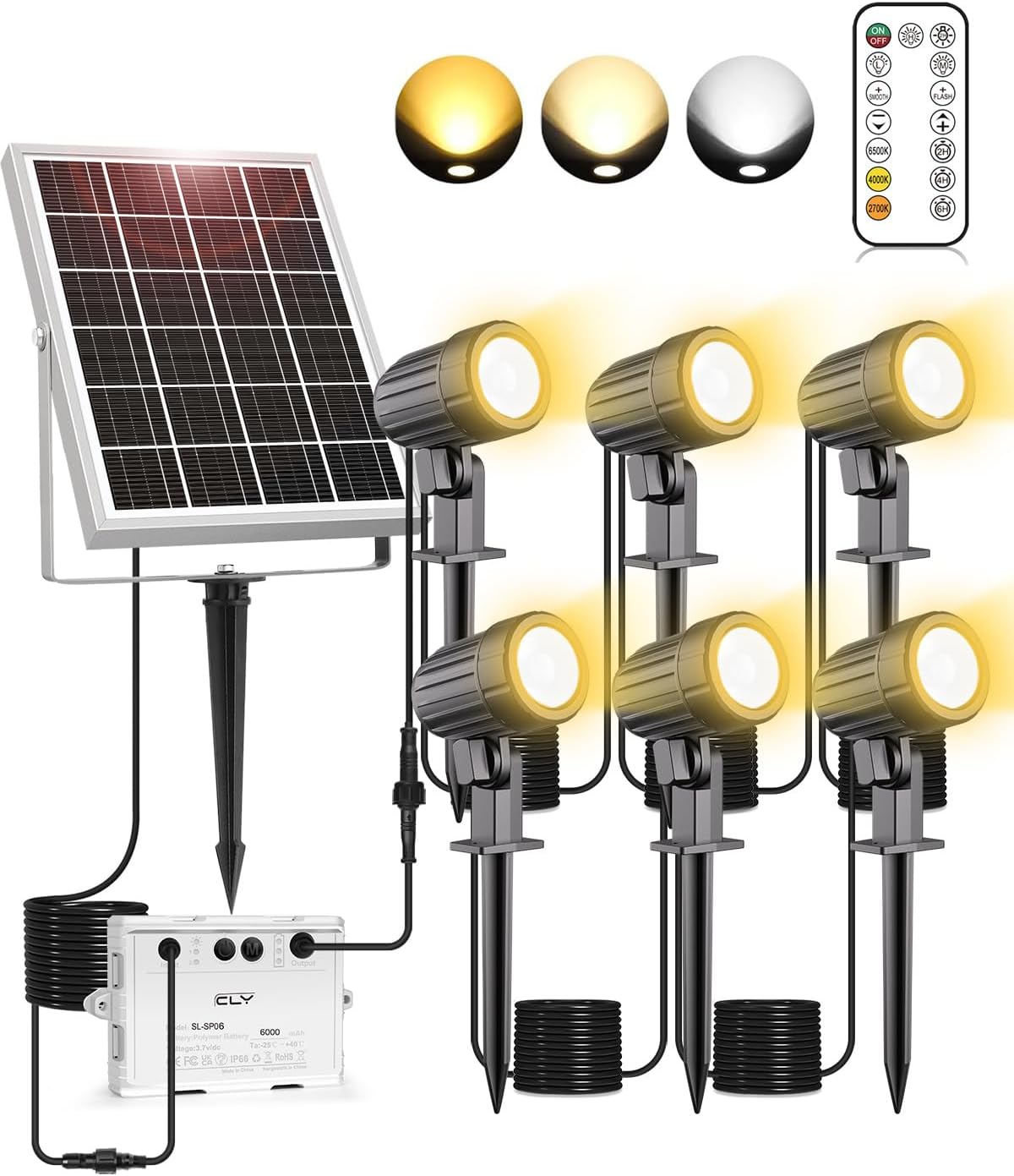 (3 in 1) Solar Spotlights Outdoor Garden Solar Landscape Garden Spotlights IP66 Waterproof Solar Powered Garden Floodlights Spike Lights 2700K/4000K/6500K 