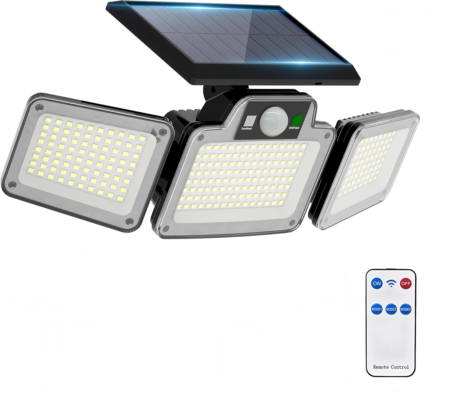 (1 pcs) 280 LED Solar Flood Lights Outdoor 3 Adjustable Heads Solar Lights Outdoor Garden Motion Sensor Waterproof Wireless Solar Security Lights Outside for Yard