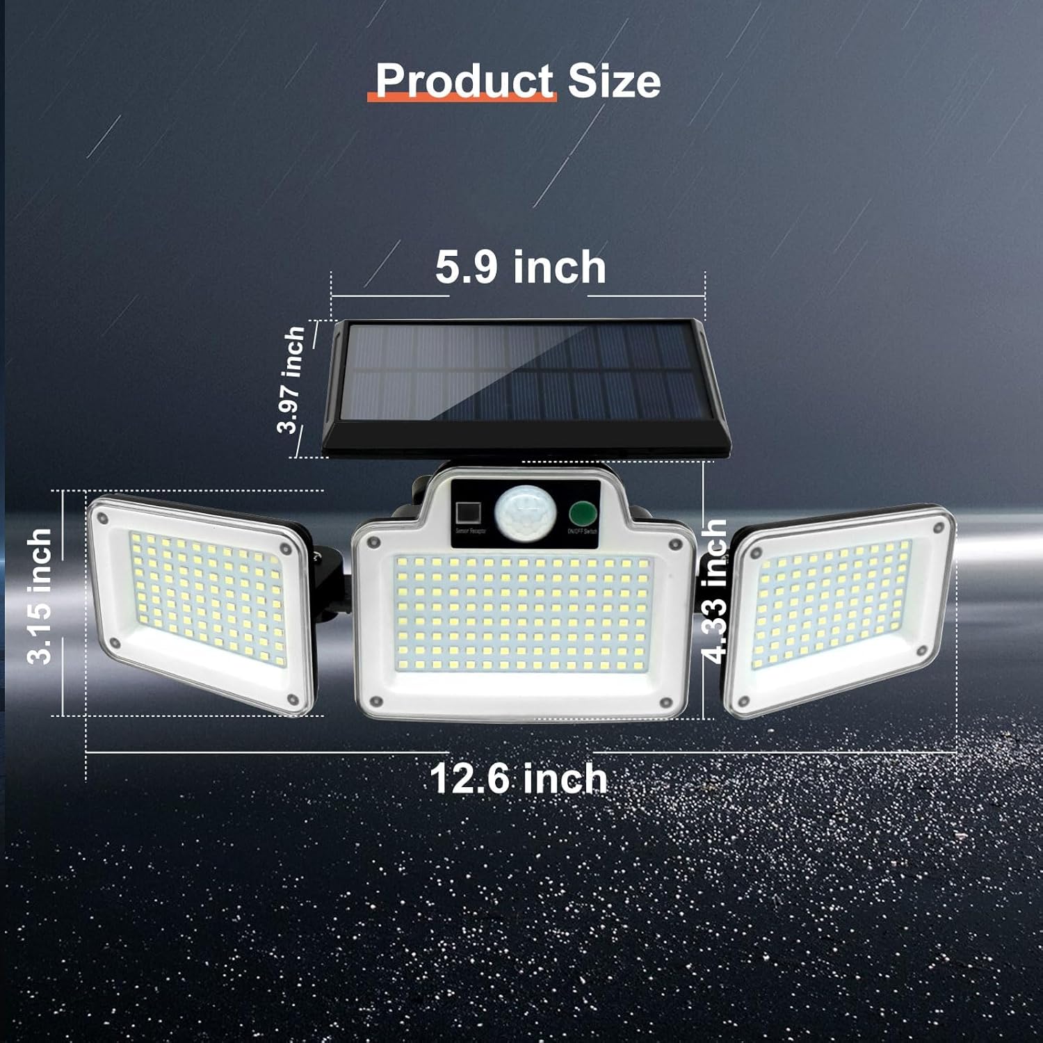 (1 pcs) 280 LED Solar Flood Lights Outdoor 3 Adjustable Heads Solar Lights Outdoor Garden Motion Sensor Waterproof Wireless Solar Security Lights Outside for Yard