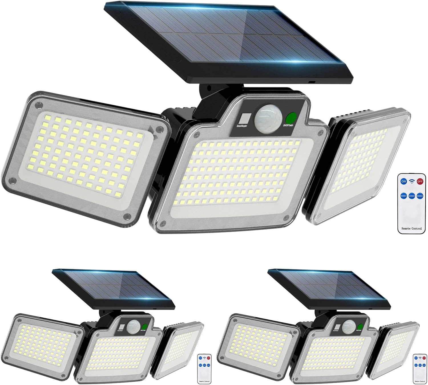 (1 pcs) 280 LED Solar Flood Lights Outdoor 3 Adjustable Heads Solar Lights Outdoor Garden Motion Sensor Waterproof Wireless Solar Security Lights Outside for Yard