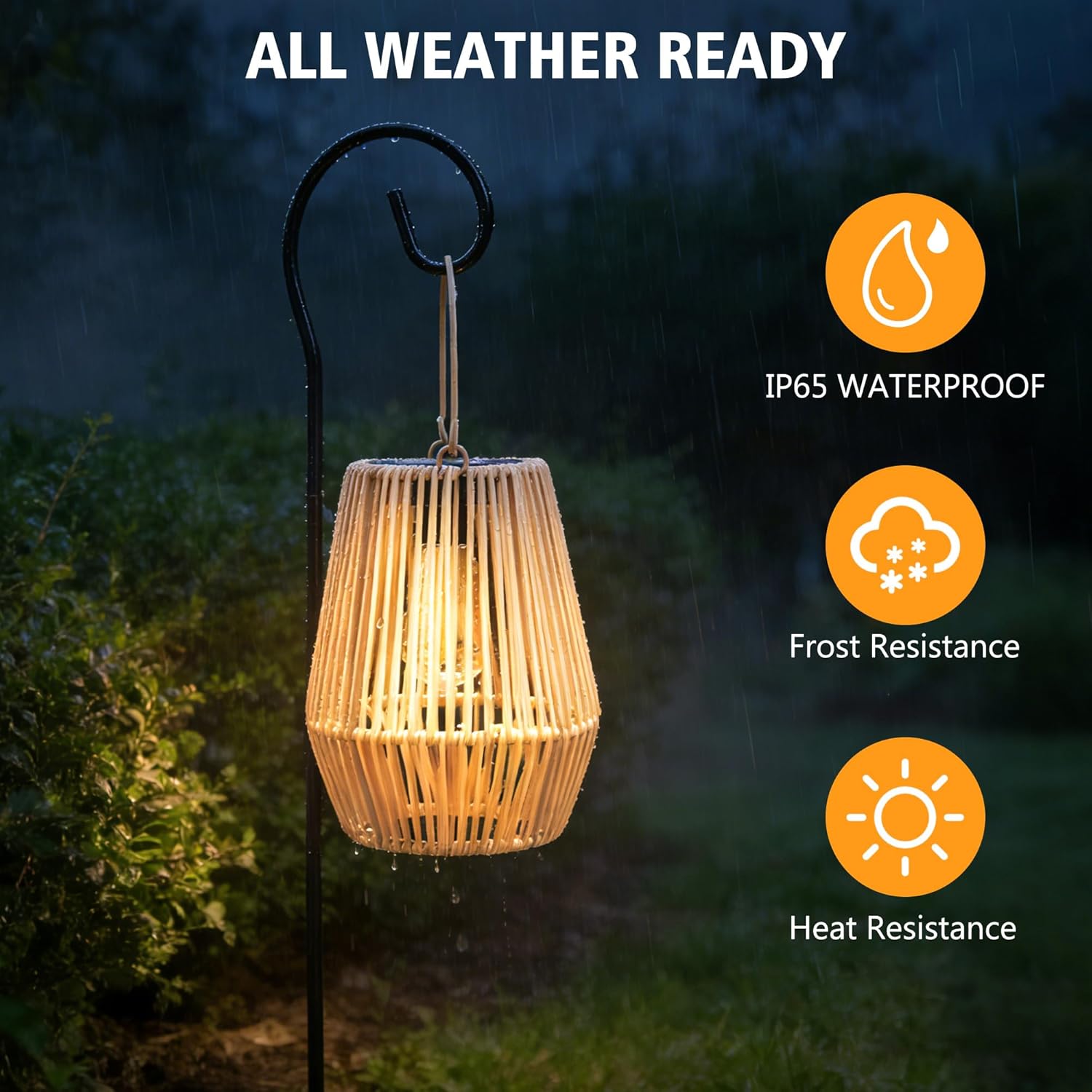 Solar Lanterns for Outside Rattan Solar Lights Outdoor Garden Ornaments Gifts for Mothers Day Presents Waterproof Solar Lanterns for Garden Patio Yard 2 Pack