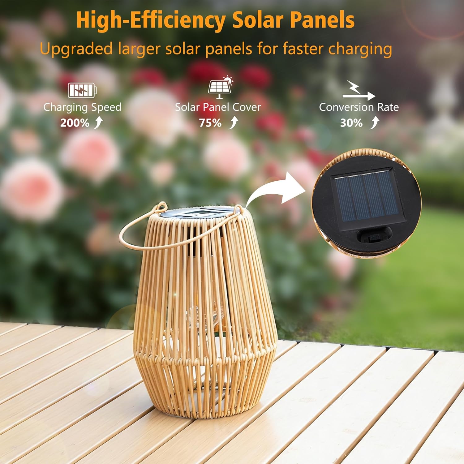 Solar Lanterns for Outside Rattan Solar Lights Outdoor Garden Ornaments Gifts for Mothers Day Presents Waterproof Solar Lanterns for Garden Patio Yard 2 Pack