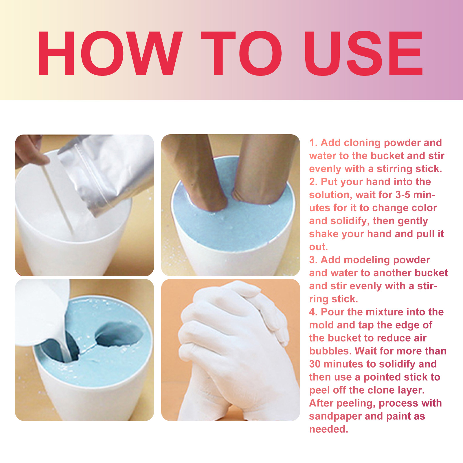 Couple Hand Model DIY Hand Model Hand and Foot Model Clone Homemade Commemorative Handmade Printing Mud Gypsum Powder Send tools ﻿