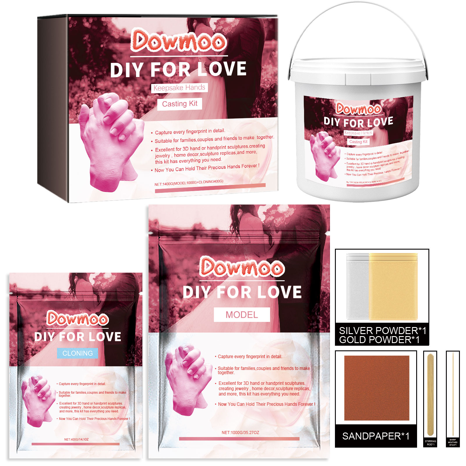 Couple Hand Model DIY Hand Model Hand and Foot Model Clone Homemade Commemorative Handmade Printing Mud Gypsum Powder Send tools ﻿
