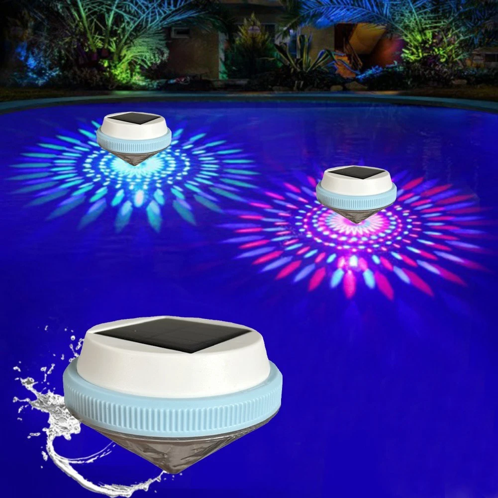 (Colored Diamond) Solar Floating Pool Light Color Changing Waterproof LED for Outdoor Decor