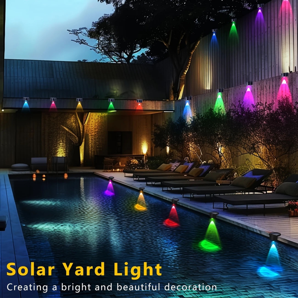 (Warm White) 4pcs Solar Pool Side Lights Color Changing Waterproof Swimming Pool Accessories LED Deck Lights for Stairs Step Fence Yard