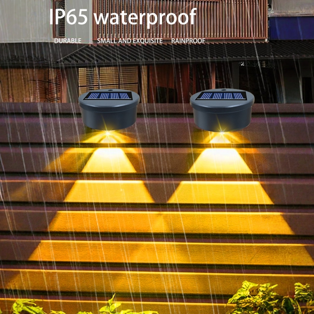 (Warm White) 4pcs Solar Pool Side Lights Color Changing Waterproof Swimming Pool Accessories LED Deck Lights for Stairs Step Fence Yard