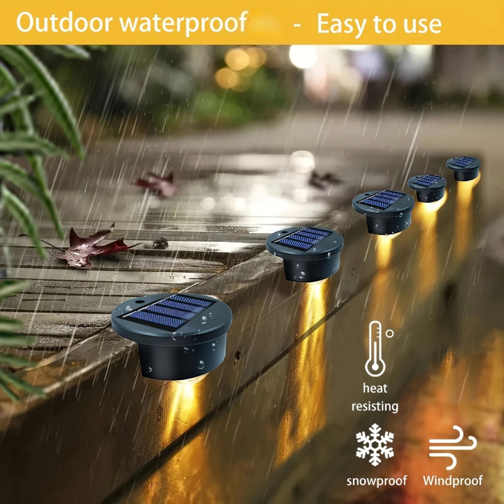 (Warm White) 4pcs Solar Pool Side Lights Color Changing Waterproof Swimming Pool Accessories LED Deck Lights for Stairs Step Fence Yard