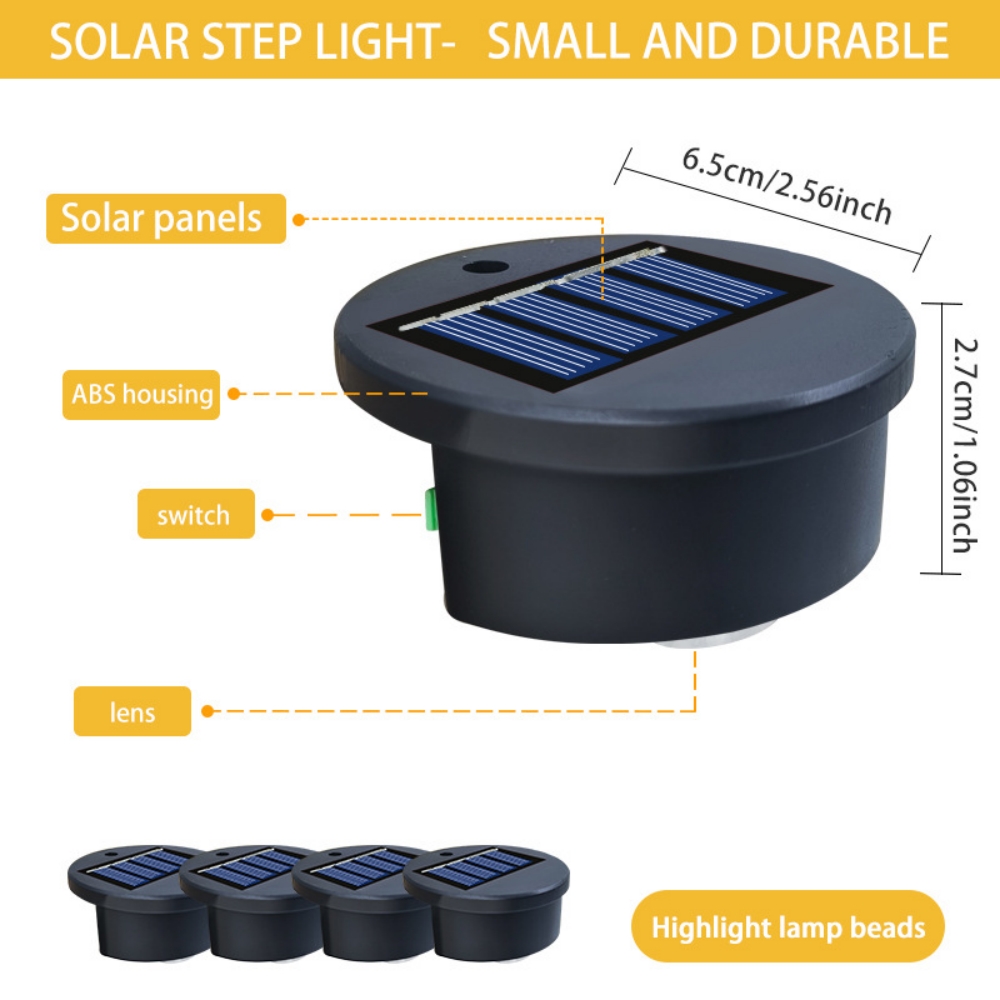 (Warm White) 4pcs Solar Pool Side Lights Color Changing Waterproof Swimming Pool Accessories LED Deck Lights for Stairs Step Fence Yard