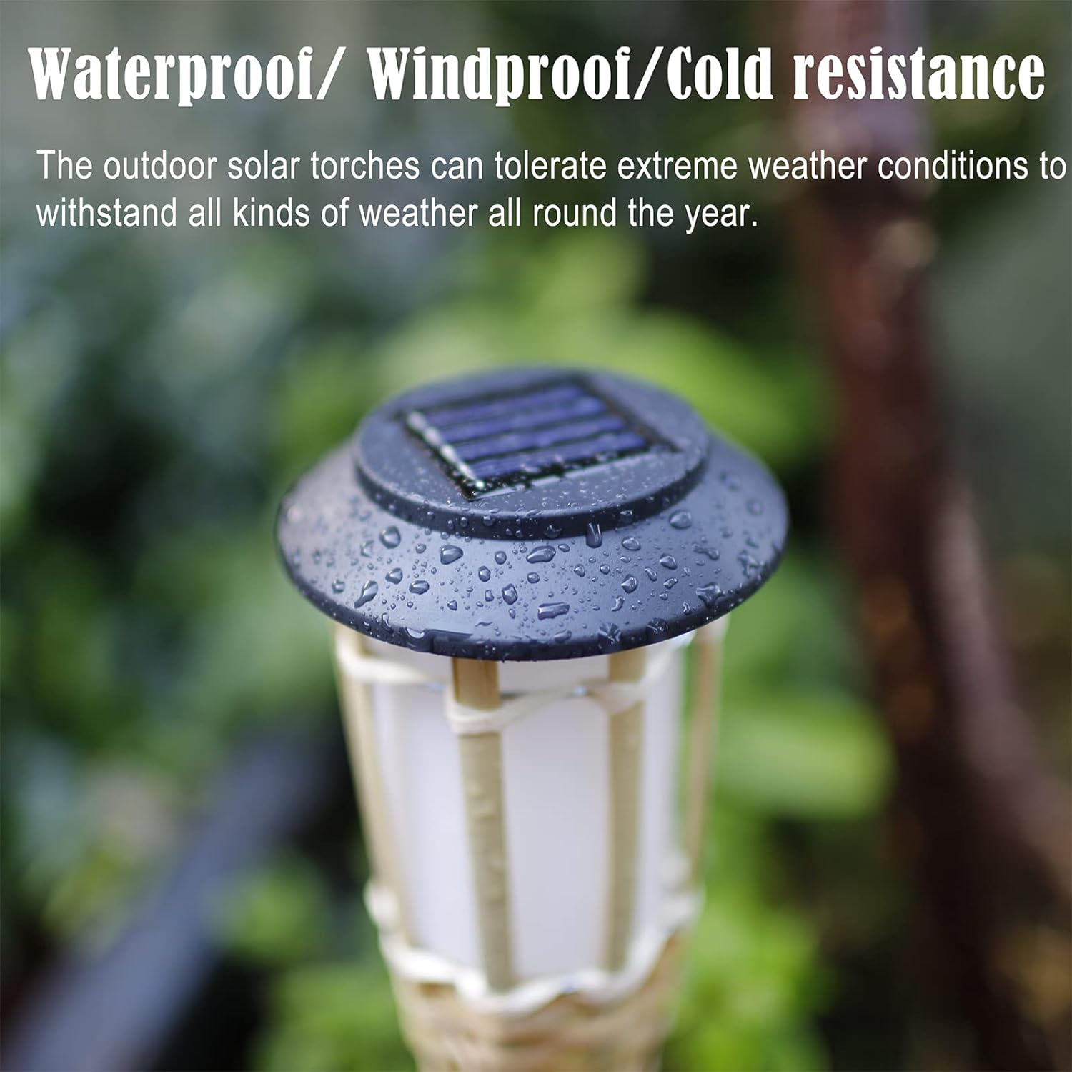 (2 PCS) Solar Lamps LED Flame Effect Lamp Handcraft Bamboo Waterproof Garden Lighting Lawn Torches Yard Landscape Outdoor Light