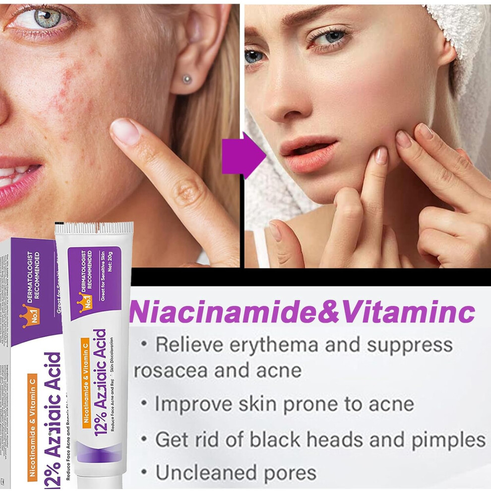 Nicotinamide Vitamin C 12 Percent Azelaic Acid reduce Acne Repair 20g