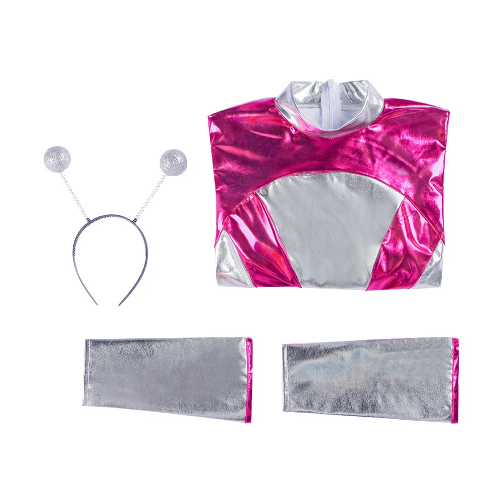 (130CM) Kids Alien Space Shiny Dress Costume for Halloween Party Stage Performance AI Outer Space Cosplay Outfit