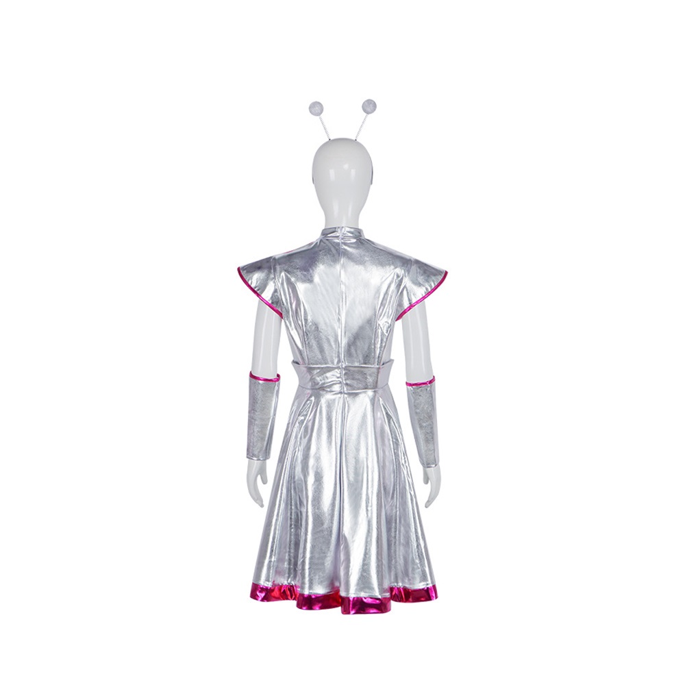 (130CM) Kids Alien Space Shiny Dress Costume for Halloween Party Stage Performance AI Outer Space Cosplay Outfit