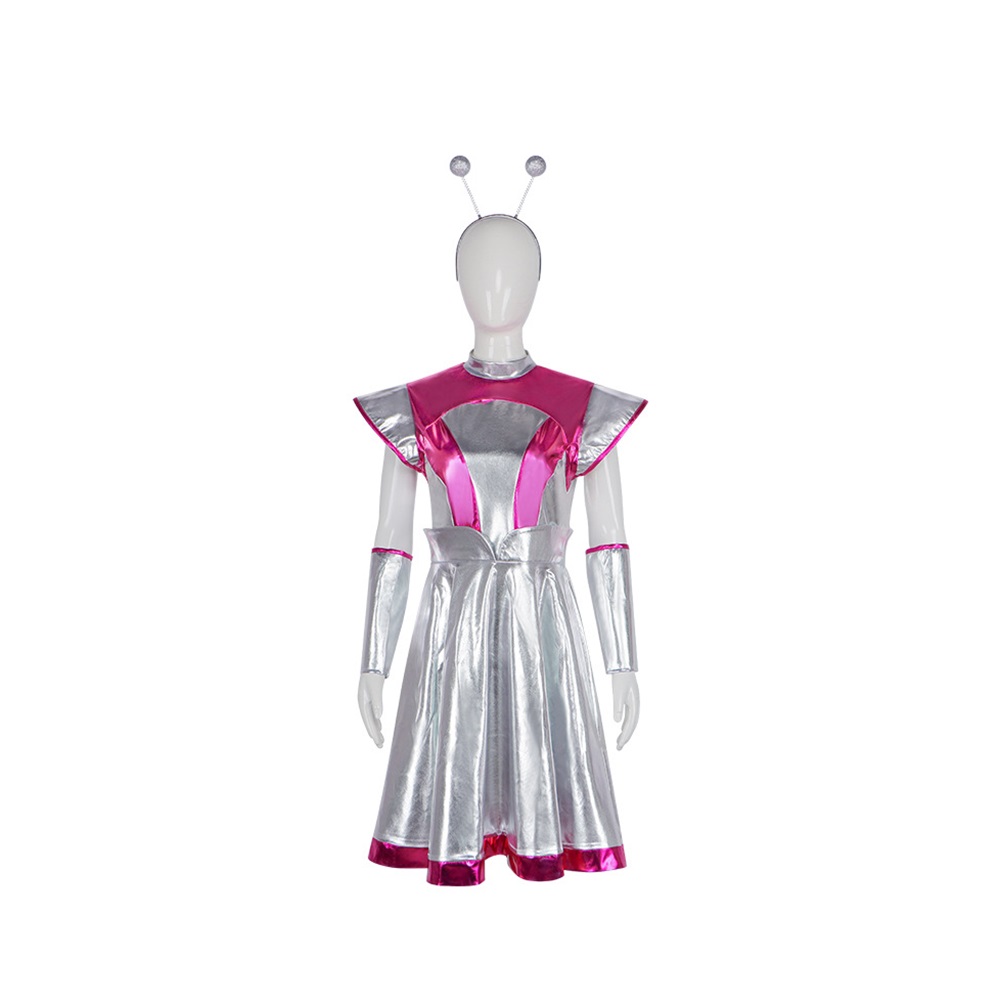 (130CM) Kids Alien Space Shiny Dress Costume for Halloween Party Stage Performance AI Outer Space Cosplay Outfit