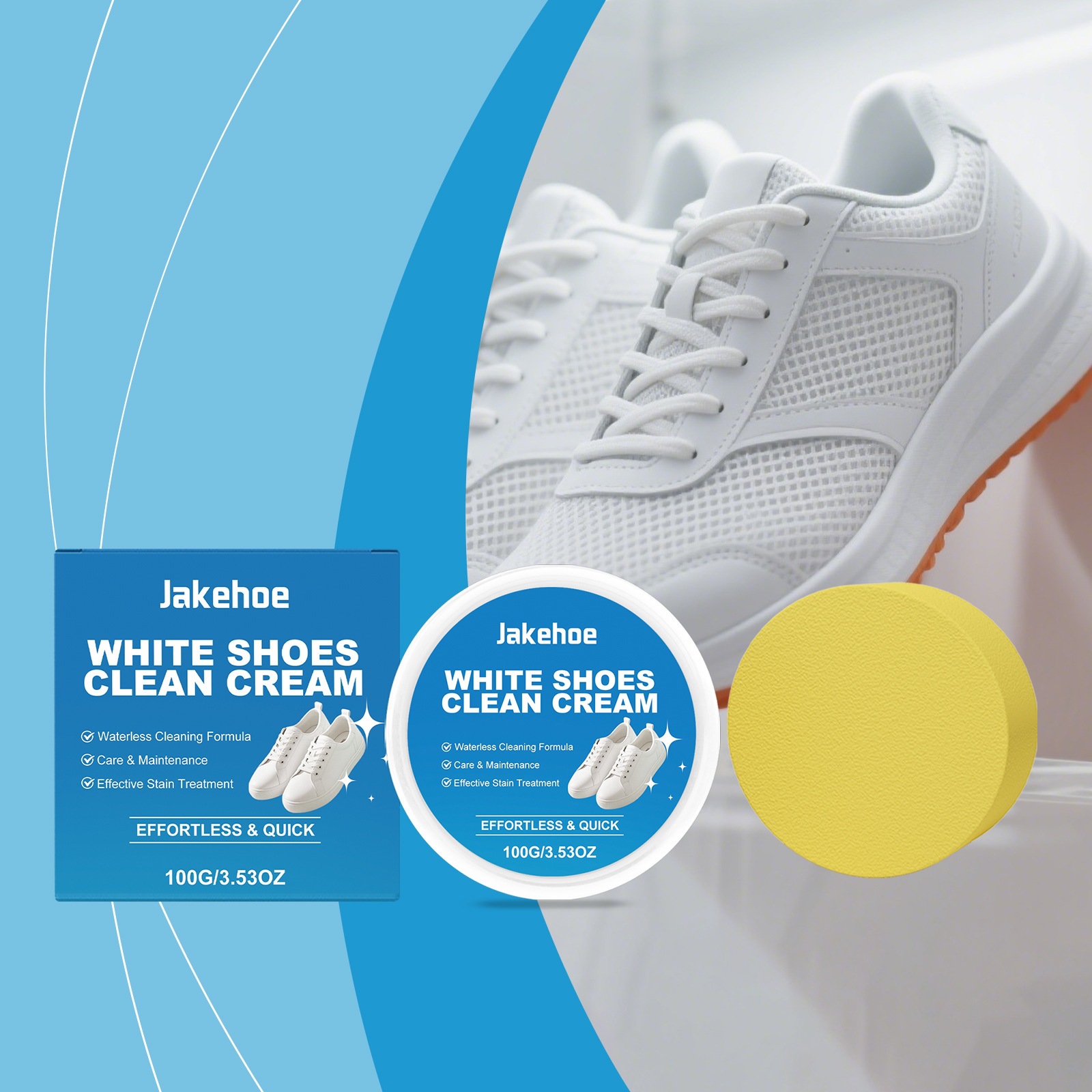 White Shoe Cleansing Cream Gentle No Rinse Stain Remover for Bright Clean Trainers