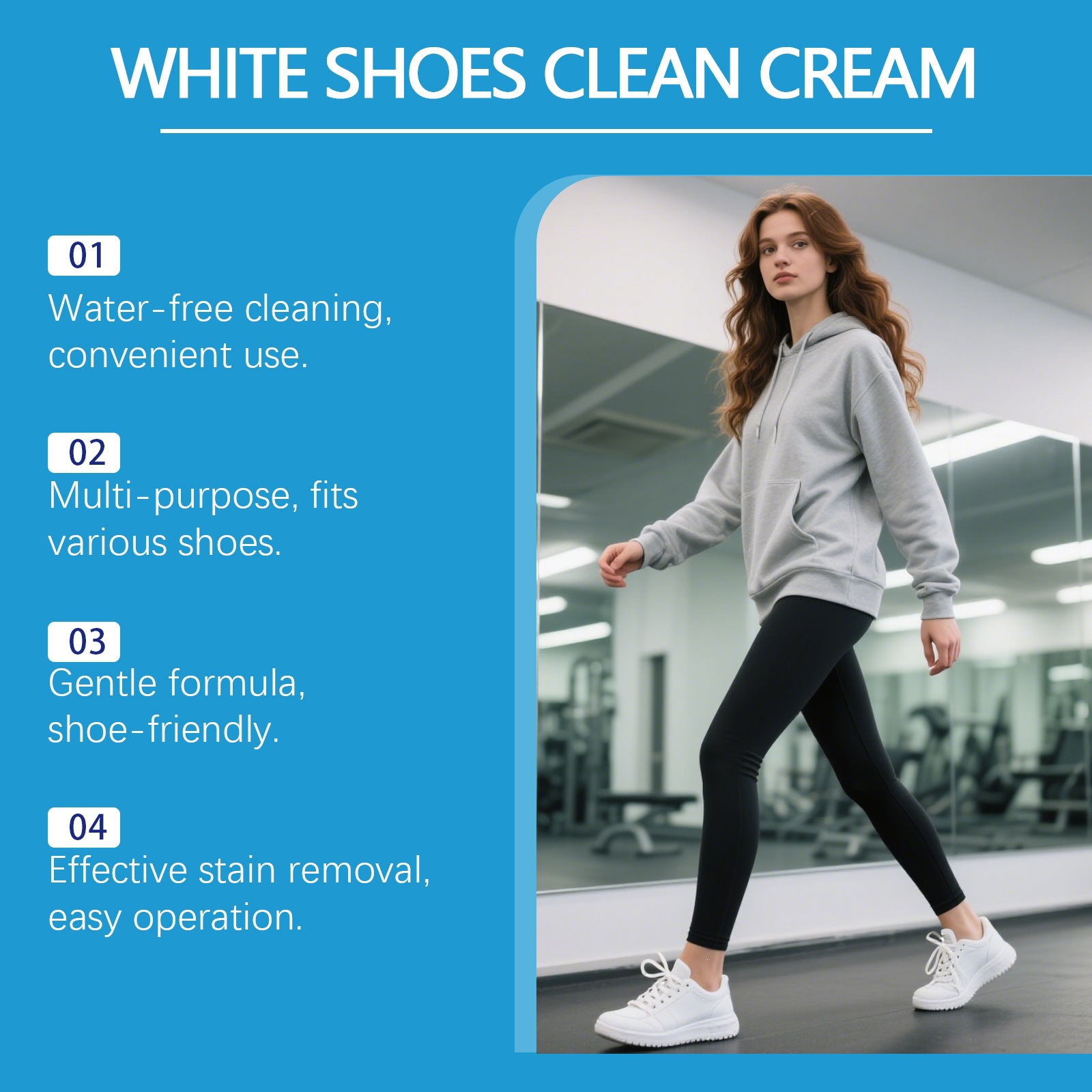 White Shoe Cleansing Cream Gentle No Rinse Stain Remover for Bright Clean Trainers