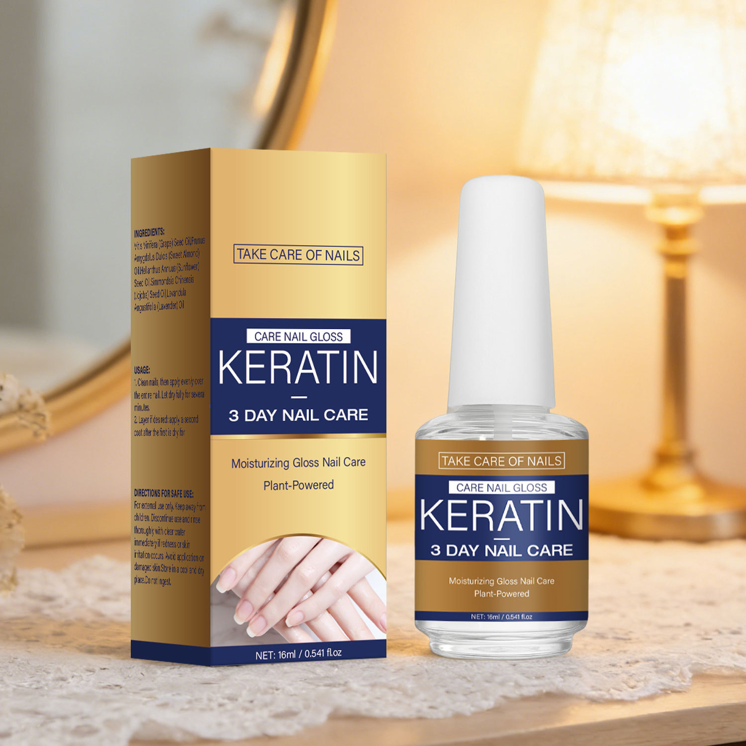 Keratin 3 Day Nail Treatment Strengthening And Repairing Liquid For Brittle Nails Cuticle Care Daily Home Manicure 16ml