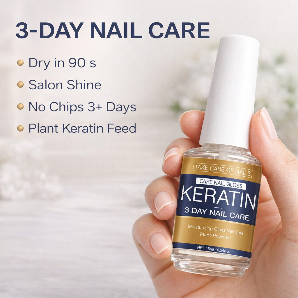 Keratin 3 Day Nail Treatment Strengthening And Repairing Liquid For Brittle Nails Cuticle Care Daily Home Manicure 16ml