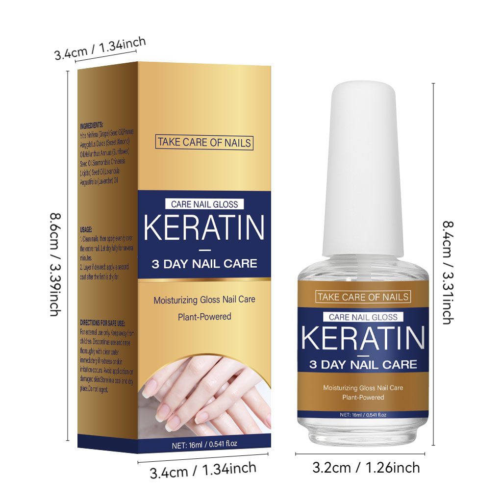 Keratin 3 Day Nail Treatment Strengthening And Repairing Liquid For Brittle Nails Cuticle Care Daily Home Manicure 16ml