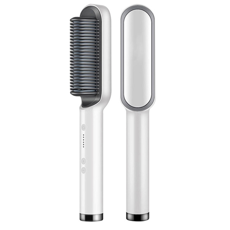 (Grren) Electric Professional 2 In 1 Hot Comb Hair Straightener Electric Hair Brush Negative Ion Multi-Temperature Styling Tool