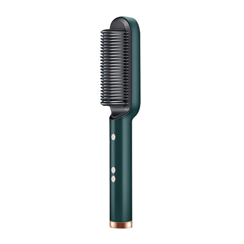 (Grren) Electric Professional 2 In 1 Hot Comb Hair Straightener Electric Hair Brush Negative Ion Multi-Temperature Styling Tool