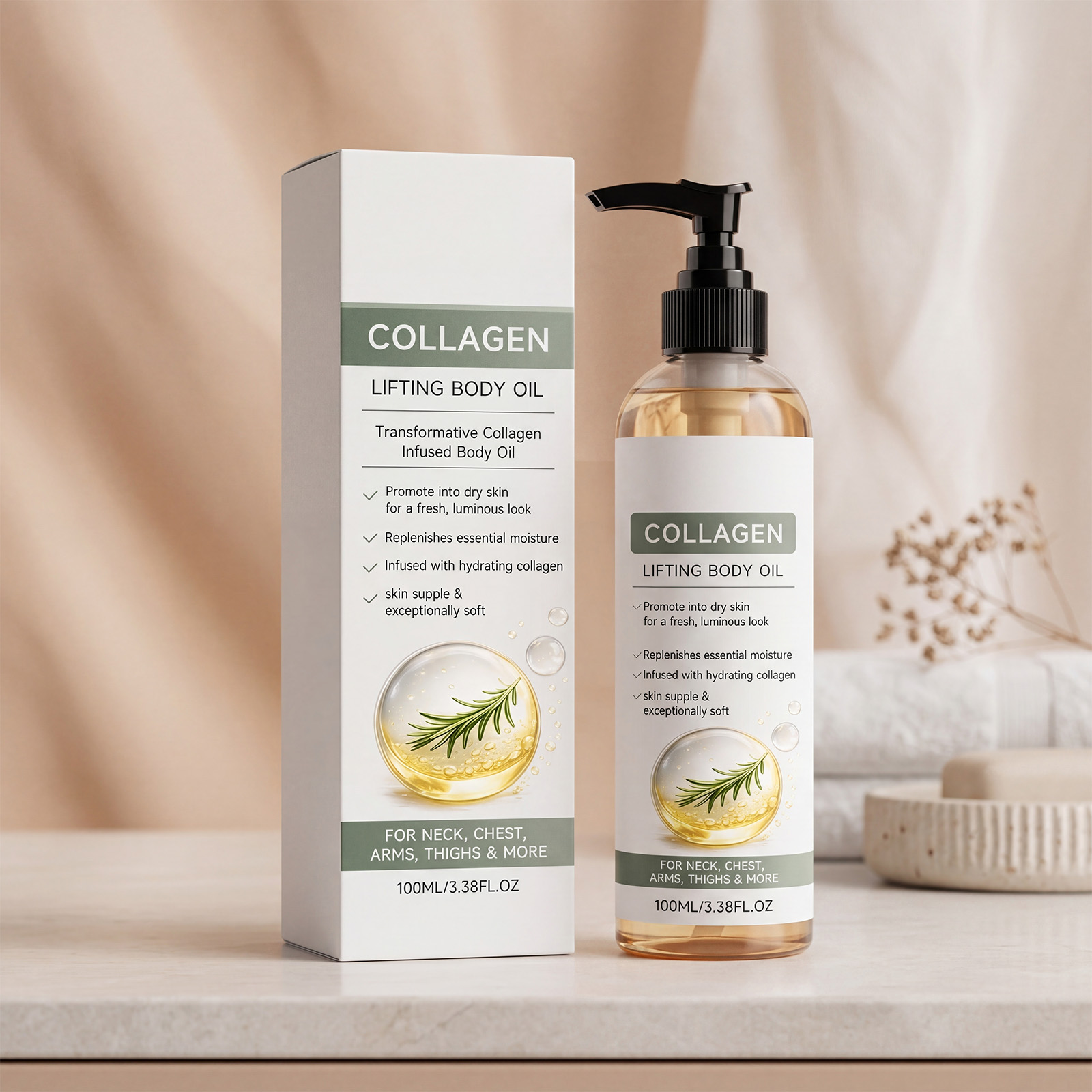 Collagen Body Moisturizing Oil Mild Gentle Skin Friendly Fresh Light Hydrating Soft Nourishing Body Skin Care