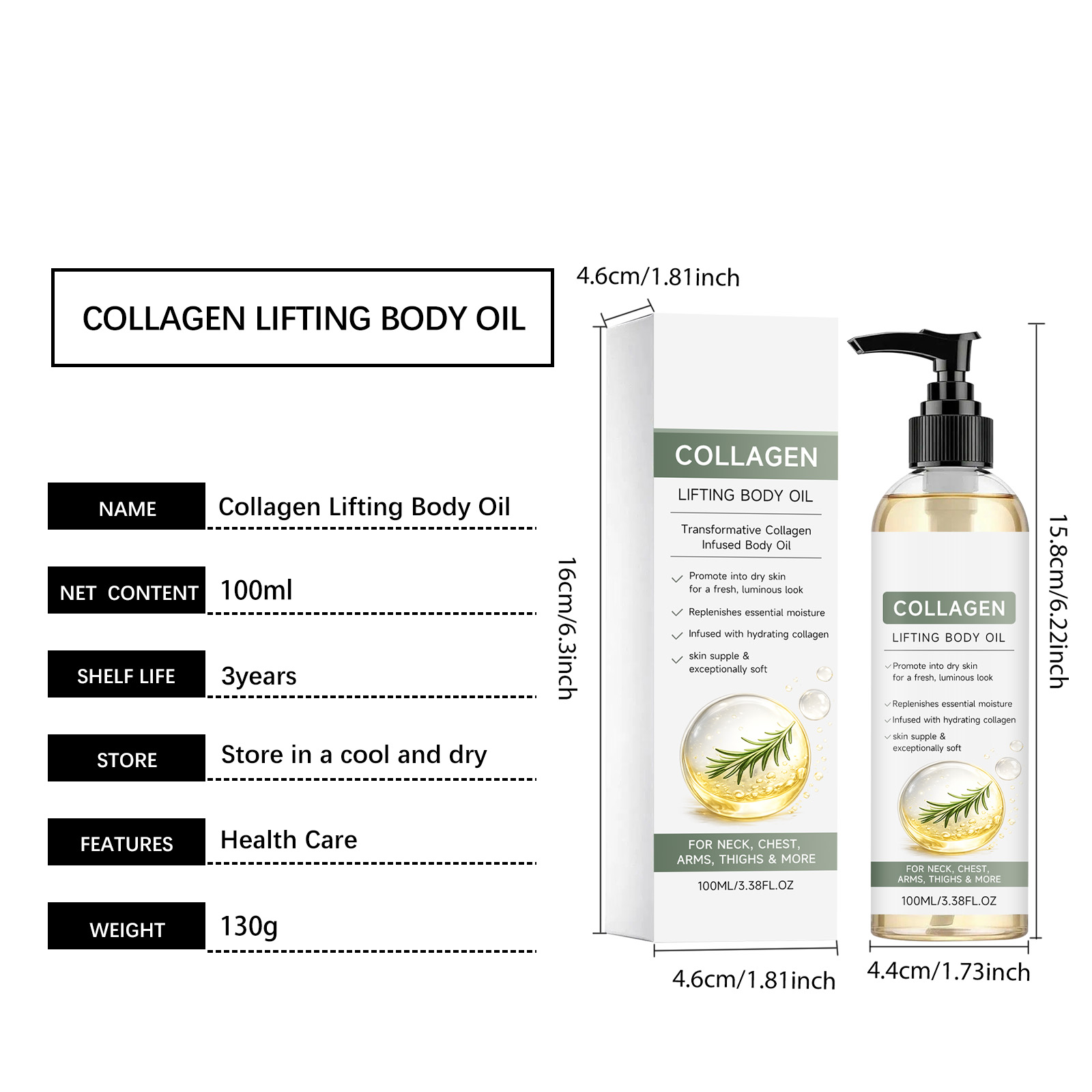 Collagen Body Moisturizing Oil Mild Gentle Skin Friendly Fresh Light Hydrating Soft Nourishing Body Skin Care